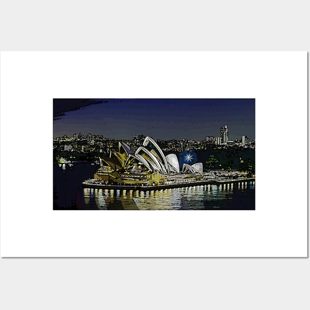 Sydney Opera House at Night Wall Art by bywhacky